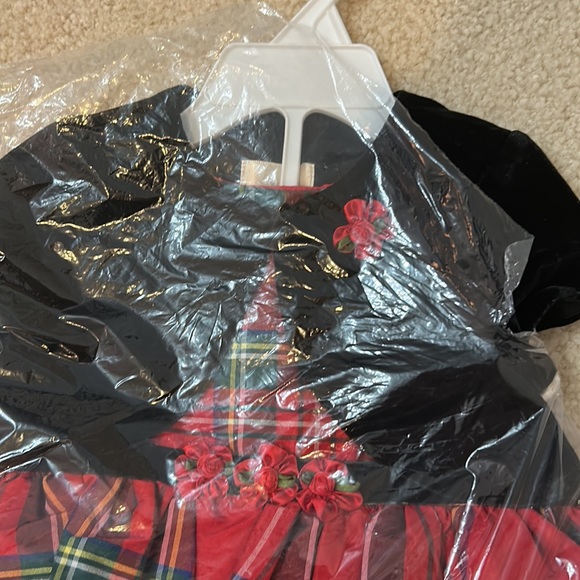 NWT never worn new girls 18 month Christmas plaid dress velvet jacket tartan - Picture 3 of 4